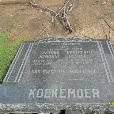 KOEKEMOER Petrus Hendrik 1876-1925 &amp; Emmarentia Hester POTGIETER 1863-1937