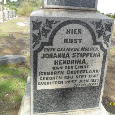LINDE Johanna Stippena Hendrina, van der nee GROBBELAAR 1847-1923