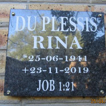 PLESSIS Rina, du 1941-2019