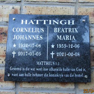 HATTINGH Cornelius Johannes 1932-2017 &amp; Beatrix Maria 1933-2021