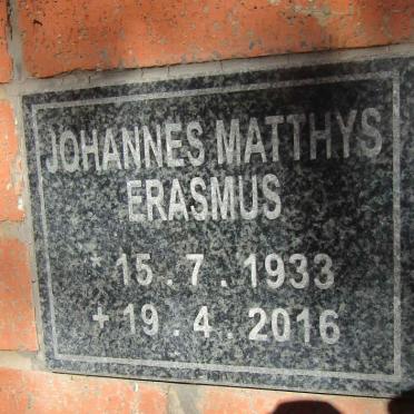 ERASMUS Johannes Matthys 1933-2016