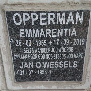 OPPERMAN Jan O. Wessels 1958- &amp; Emmarentia 1955-2019