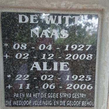 WITT Naas, de 1927-2008 &amp; Alie 1925-2006