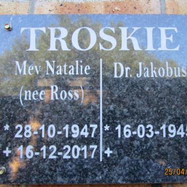 TROSKIE Jakobus 1945- &amp; Natalie ROSS 1947-2017