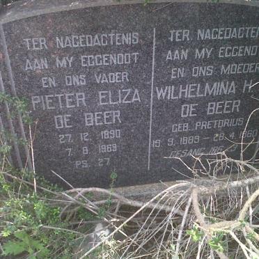 BEER Pieter Eliza, de 1890-1969 &amp; Wilhelmina H.? nee PRETORIUS 1889-1960