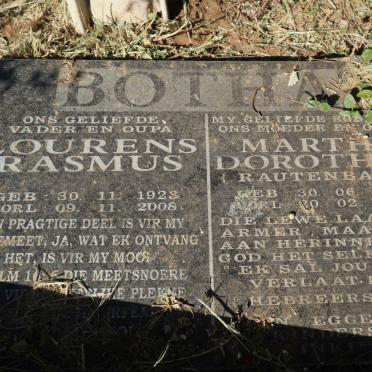 BOTHA Lourens Rasmus 1923-2008 &amp; Martha Dorothy RAUTENBACH 1924-1997