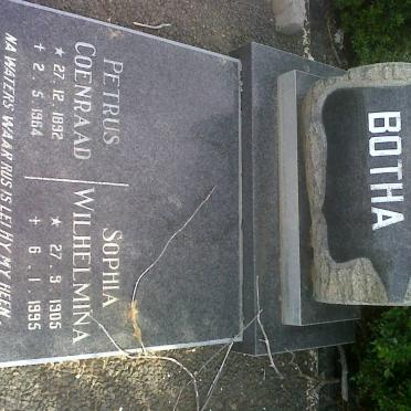 BOTHA Petrus Coenraad 1892-1964 &amp; Sophia Wilhelmina 1905-1995