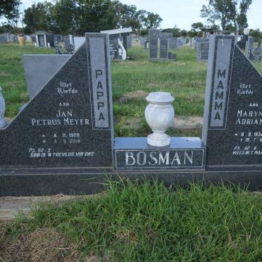 BOSMAN Jan Petrus Meyer 1928-2018 &amp; Maryna Adriana SMITH 1934-1994