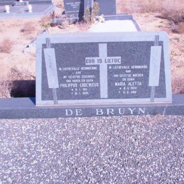 BRUYN Philippus Lodewicus, de 1911-1985 &amp; Maria Aletta 1923-2001