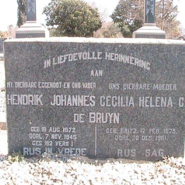 BRUYN Hendrik Johannes, de 1872-1945 &amp; Cecilia Helena C. BRITZ 1875-1961