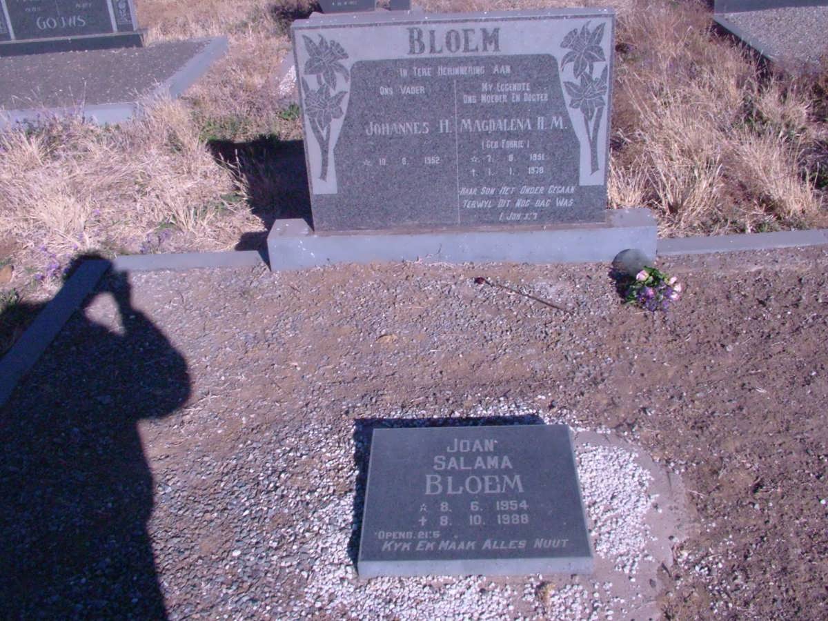 BLOEM Johannes H. 1952- &amp; Magdalena H.M. FOURIE 1951-1978 :: BLOEM Joan Salama 1954-1988