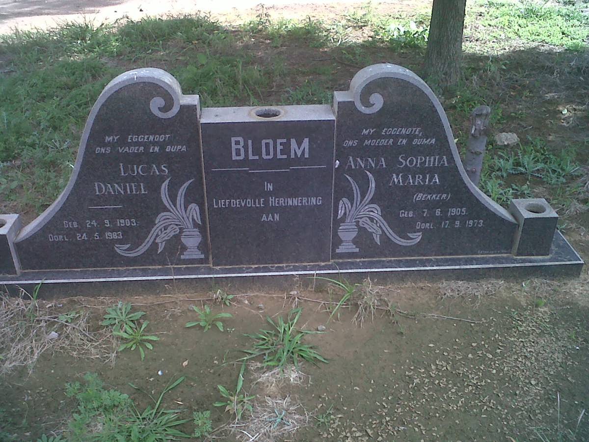 BLOEM Lucas Daniel 1903-1983 &amp; Anna Sophia Maria BEKKER 1905-1973