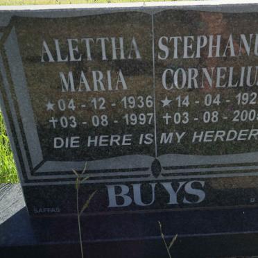 BUYS Stephanus Cornelius 1927-2005 &amp; Alettha Maria 1936-1997