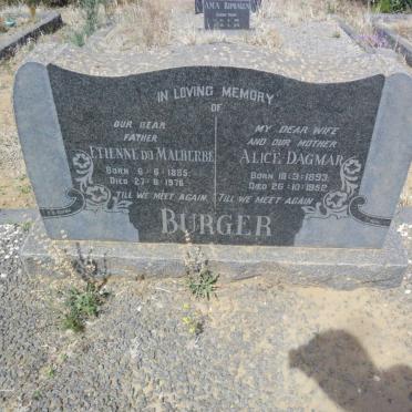 BURGER Etienne du Malherbe 1885-1976 &amp; Alice Dagmar 1893-1952