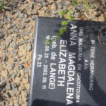 HATTINGH Anna Magdalena Elizabeth nee DE LANGE 1916-2003