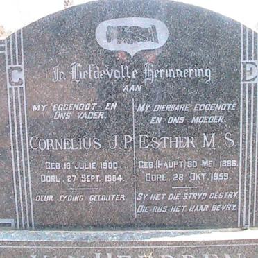 HEERDEN Cornelius J.P., van 1900-1964 &amp; Esther M.S. HAUPT 1896-1959