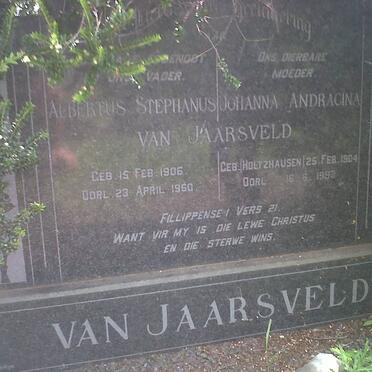 JAARSVELD Albertus Stephanus, van 1905-1960 &amp; Johanna Andracina HOLTZHAUSEN 1904-1993
