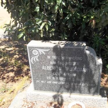 JORDAAN Albertha T. nee SAAYMAN 1888-1960