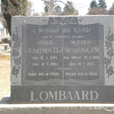 LOMBAARD Josephus D.J. 1894-1981 &amp; Susanna J.M. MIENIE 1895-1958