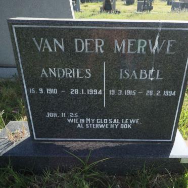 MERWE Andries, van der 1910-1994 &amp; Isabel 1915-1994