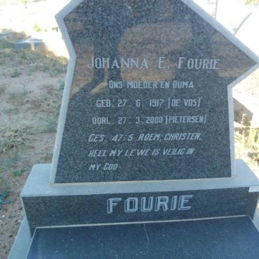 PIETERSEN Johanna E. formerly FOURIE nee DE VOS 1917-2000