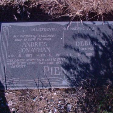PIENAAR Andries Jonathan 1917-1981 &amp; Deborah MULLER 1921-