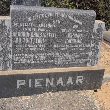 PIENAAR Hendrik Christoffel Du Toit 1895-1948 &amp; Johanna Carolina DE WAAL 1898-1952