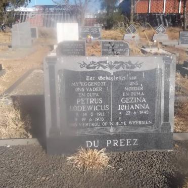 PREEZ Petrus Lodewicus, du 1911-1978 &amp; Gezina Johanna 1948-