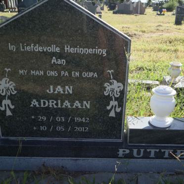 PUTTER Jan Adriaan 1942-2012 &amp; Alberta Jacoba 1943- :: PUTTER Nicolaas Johannes 1972-2013