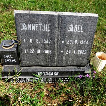 ROOS Abel 1944-2023 & Annetjie 1947-2006