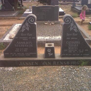RENSBURG Arnoldus Stephanus, Jansen van 1888-1963 &amp; Catharina Susara Maryna VERMAAK 1901-1972