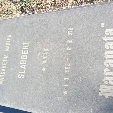 SLABBERT J.C.F. 1897-1978 &amp; Margaretha Martha BURGER 1903-1976