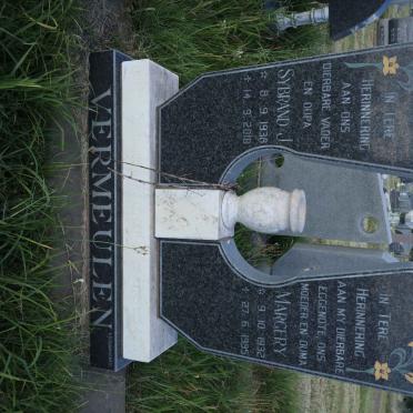 VERMEULEN Sybrand J. 1938-2018 &amp; Margery 1932-1995