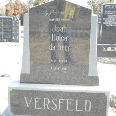 VERSFELD Joan Dulce nee De BEER  1932-1998