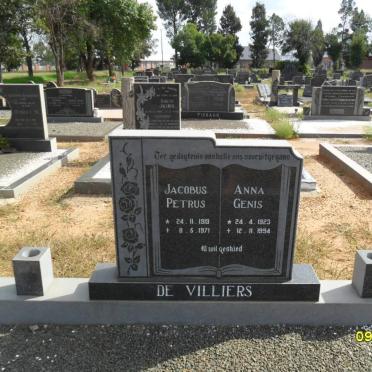VILLIERS Jacobus Petrus, de 1919-1971 &amp; Anna Genis 1923-1994