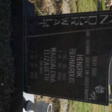 WALT Hendrik Bernardus, van der 1916-1996 &amp; Magdalena Elizabeth SNYMAN 1918-1996