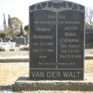WALT Hendrik Bernardus, van der 1909-1958 &amp; Jacoba Maria Catherina HAWLEY 1913-1958