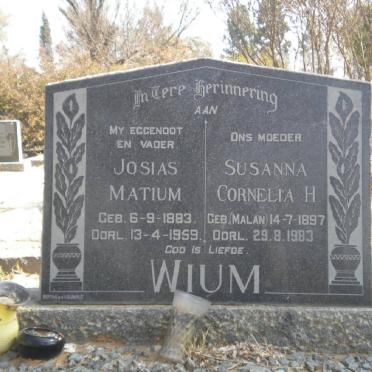 WIUM Josias Matium 1883-1959 &amp; Susanna Cornelia H. MALAN 1897-1983