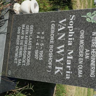 WYK Sophia Maria, van nee BOSHOFF 1955-1997