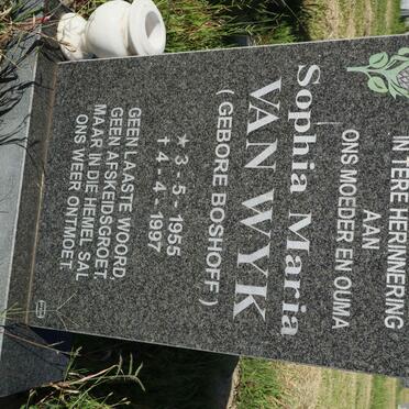 WYK Sophia Maria, van nee BOSHOFF 1955-1997