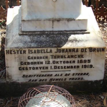 BRUIN Hester Isabella Johanna, de nee TERBLANCHE 1895-1919