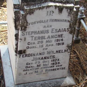 ROBBERTSE Stephanus Esaias Terblanche 1914-1919 :: ROBBERTSE Ferdinand Wilhelm Johannes 1923-1933