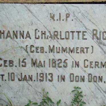 RICHTER Johanna Charlotte nee MUMMERT 1825-1913