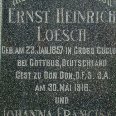 LOESCH Ernst Heinrich 1857-1916 &amp; Johanna Francisca BORKOWSKI 1873-1942