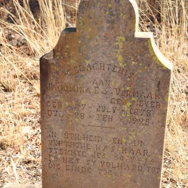 VERMAAK Jacomina E.S. nee MEYER 1873-1995