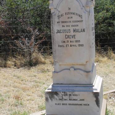 GROVE Jacobus Malan 1895-1960 &amp; Judith Susanna BOTHMA 1896-1943 