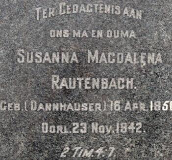 RAUTENBACH Susanna Magdalena 1856-1942