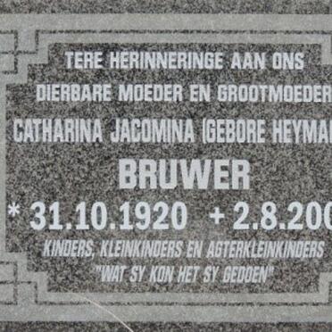BRUWER Catharina Jacomina nee HEYMANS 1920-2000