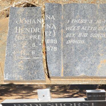 BADENHORST Johanna Hendrina nee DU PREEZ 1889-1979