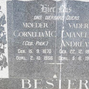 BESTER Emanuel Andreas 1858-1945 &amp; Cornelia M.C. PIEK 1870-1956